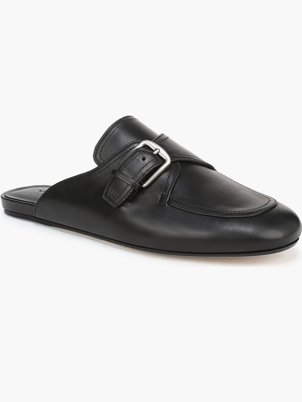 Vince Minetta Black Leather Buckle Backless Loafer